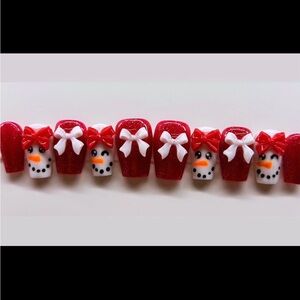 Festive Red and White Snowman Nail Set